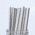 25Pcs Metallic Gold Heart Star Foil Stripe Paper Straws Silver Chevron Wedding Party Decor