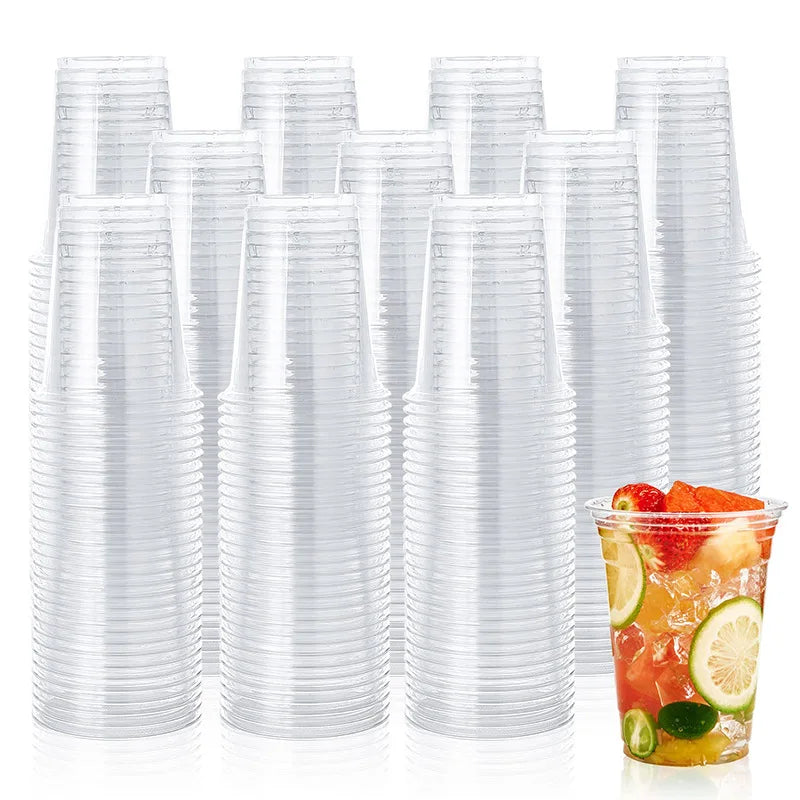 20-200Pcs 12Oz Neon Solid Color Disposable Plastic Cup Pink, Orange, Blue, Green Ice Coffee Cup Clear Plastic Cup Glow in the UV