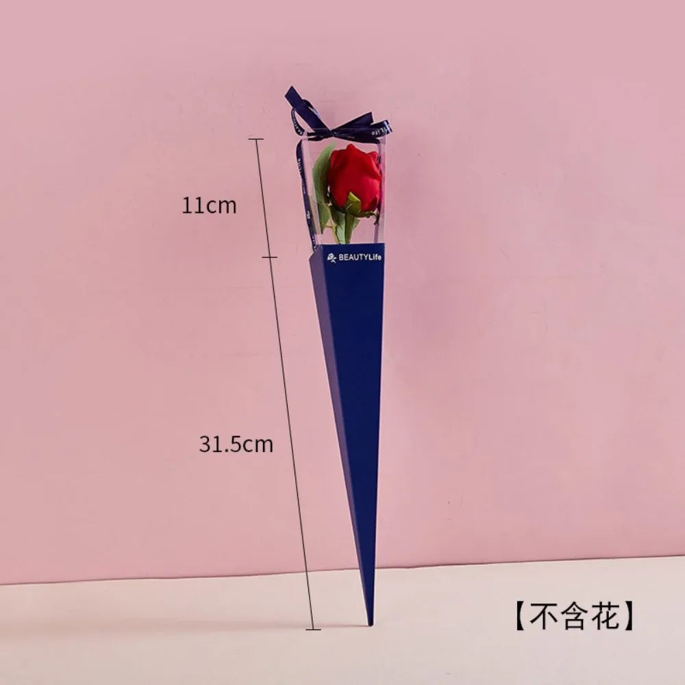 10Pcs Clear Window Bouquet Box Single Rose Bouquet Wrapping Paper Valentine'S Day Flower Art Box Gift Box Paper Bags Cases