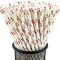 25Pcs Colorful Disposable Paper Straws Pink Cherry Drinking Straws Juice Birthday Wedding Party Decor Supplies Baby Shower