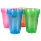 20-200Pcs 12Oz Neon Solid Color Disposable Plastic Cup Pink, Orange, Blue, Green Ice Coffee Cup Clear Plastic Cup Glow in the UV