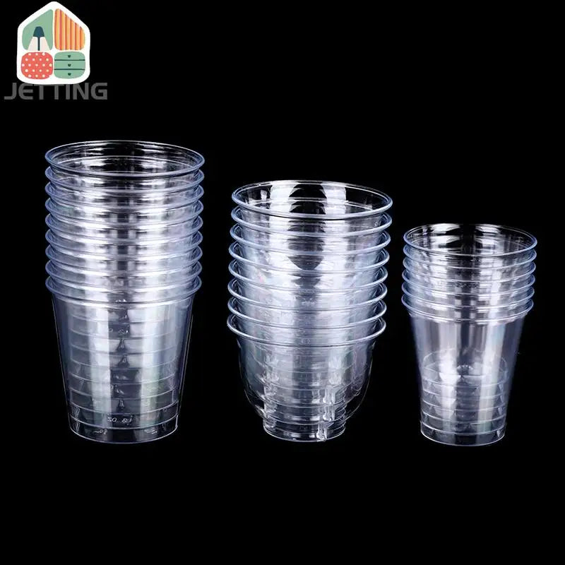 30-50Pcs Clear Plastic Disposable Cups Party Shot Cup Tumblers Wine Tea Coffee Cup Jelly Ice Cream Cups Birthday Ice Cream Cup