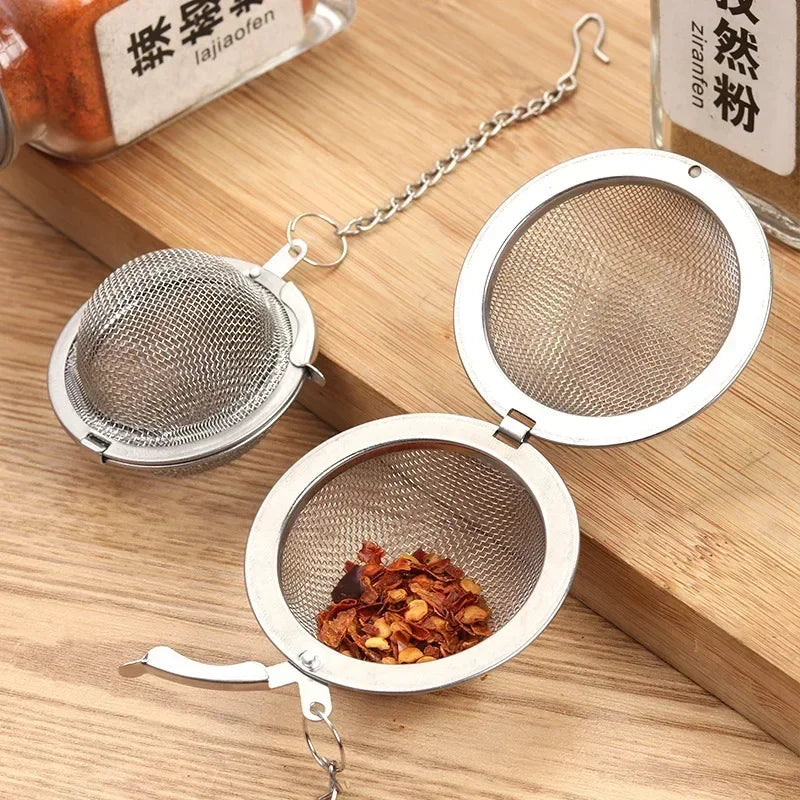 1 Pc Sphere Locking Spice Tea Ball Strainer Mesh Infuser Tea Filter Strainers Stainless Steel Tea Accessories Kichen Accessories