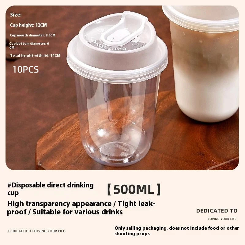 10Pcs Transparent Coffee Cups with Lids U-Shaped Disposable Cups for Hot Drink Milk Tea Takeaway Beverage Cups〔Cc11〕