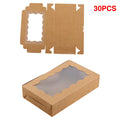 Paquete de 30 cajas de cartón kraft con ventana transparente