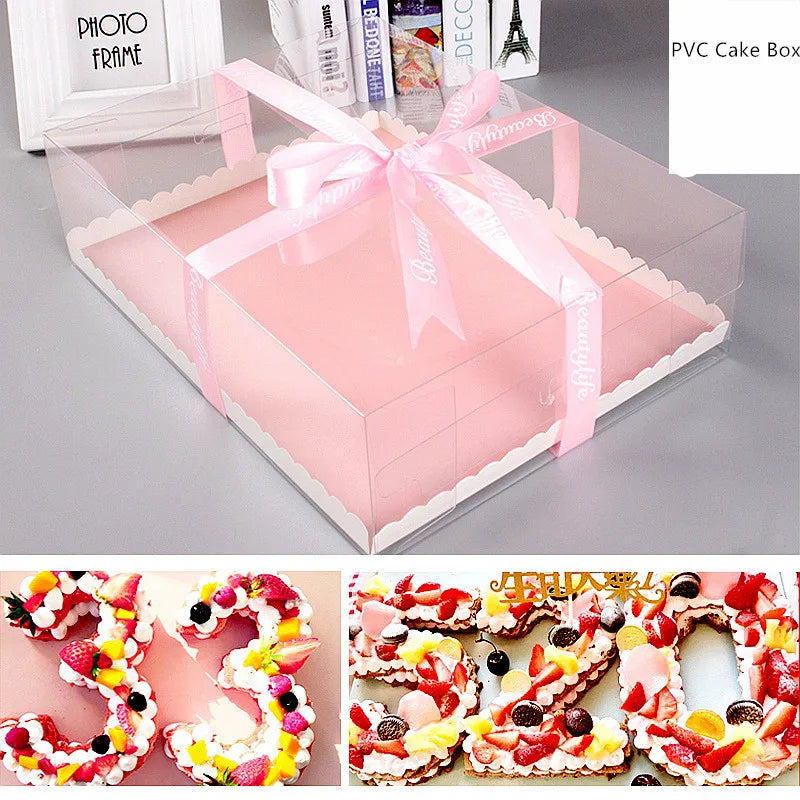Super Large Transparent Packaging Box Flower Cupcake Flower Gift Boxes Cases Birthday Cake Box Red Single Layer Cake Containers