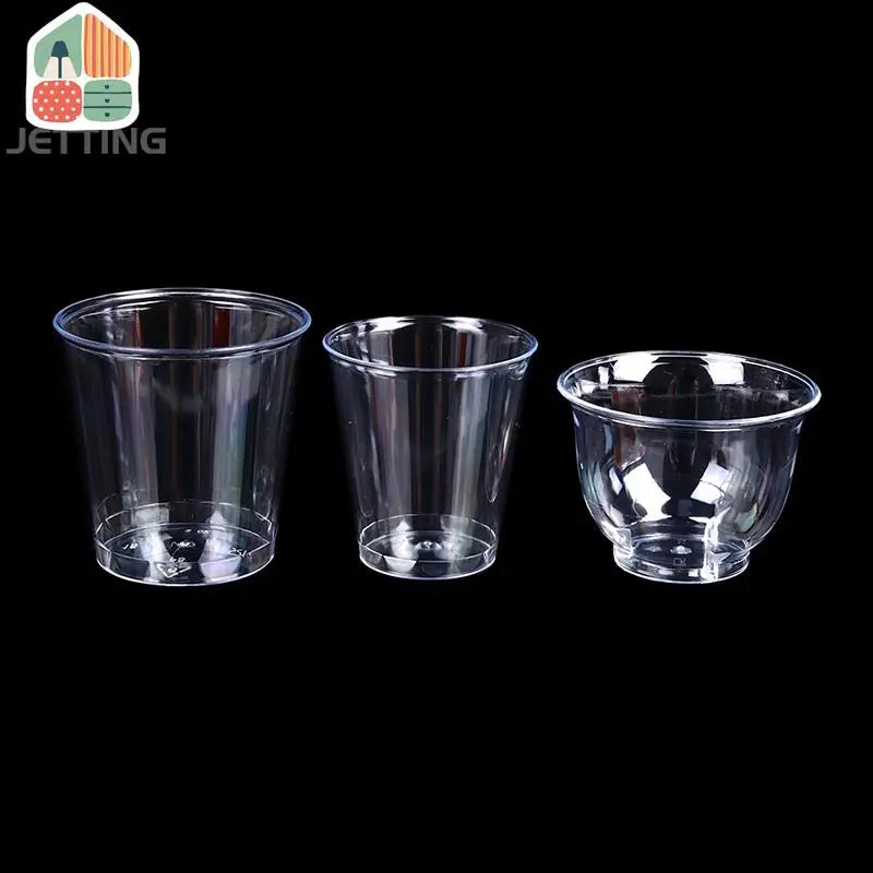 30-50Pcs Clear Plastic Disposable Cups Party Shot Cup Tumblers Wine Tea Coffee Cup Jelly Ice Cream Cups Birthday Ice Cream Cup