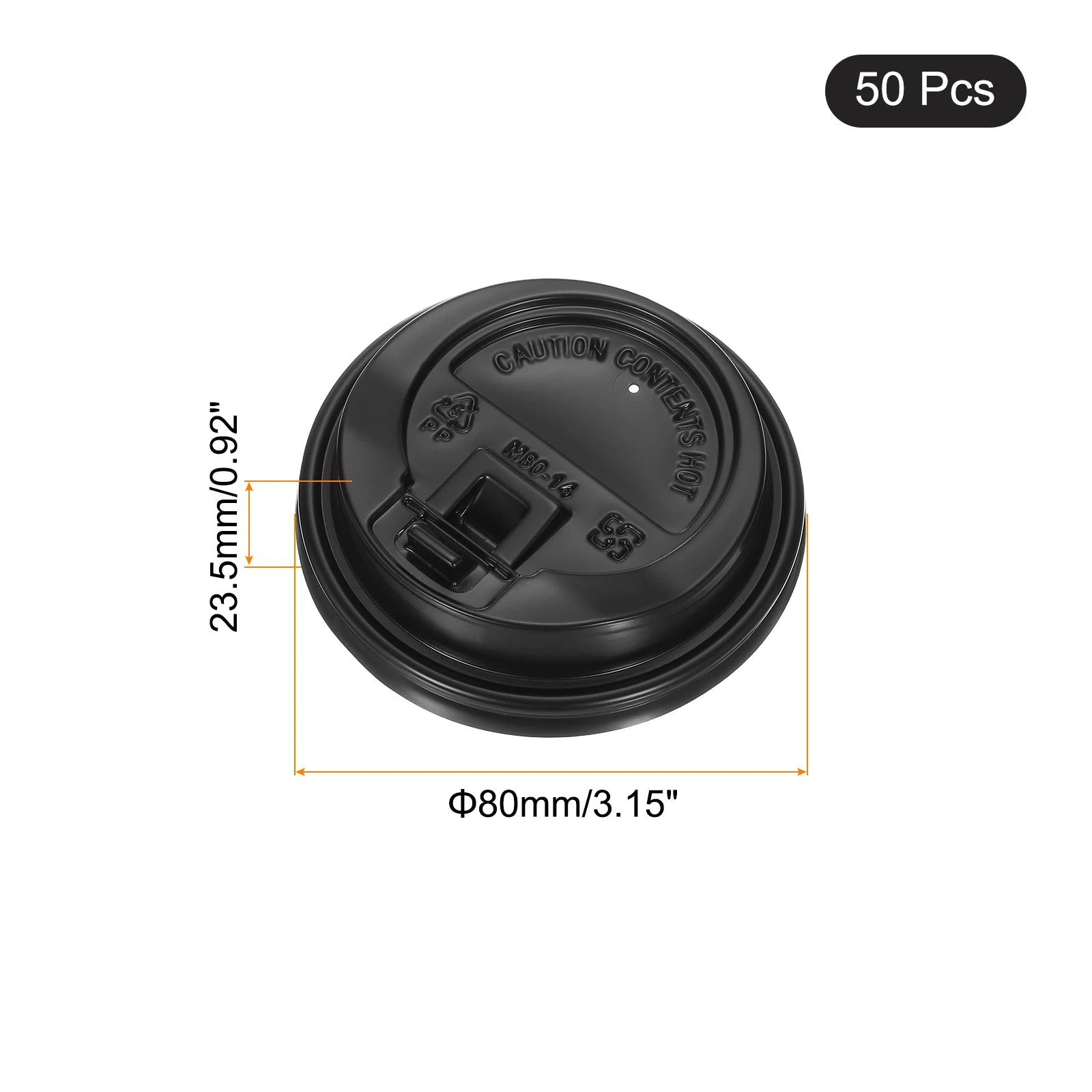 50 Count Disposable Coffee Cups Lids 80Mm Plastic Lids for 8OZ Coffee Cups Suitable for Cold and Hot Drinks Milk Tea White Black