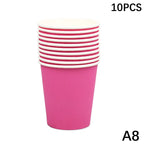 10PCS 9Oz/250Ml Solid Color Thick Paper Cup Disposable Cup Wedding Birthday Party Disposable Tableware Disposable Paper Cup Set