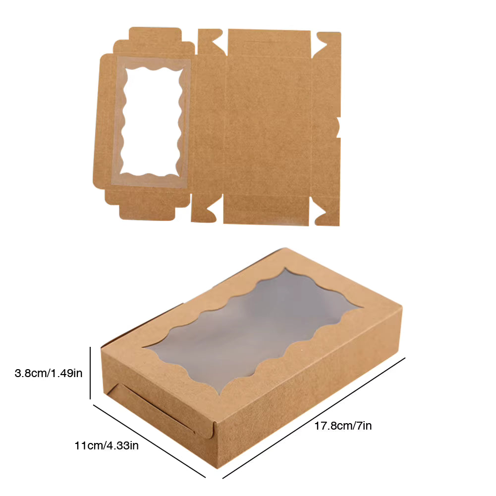 Paquete de 30 cajas de cartón kraft con ventana transparente