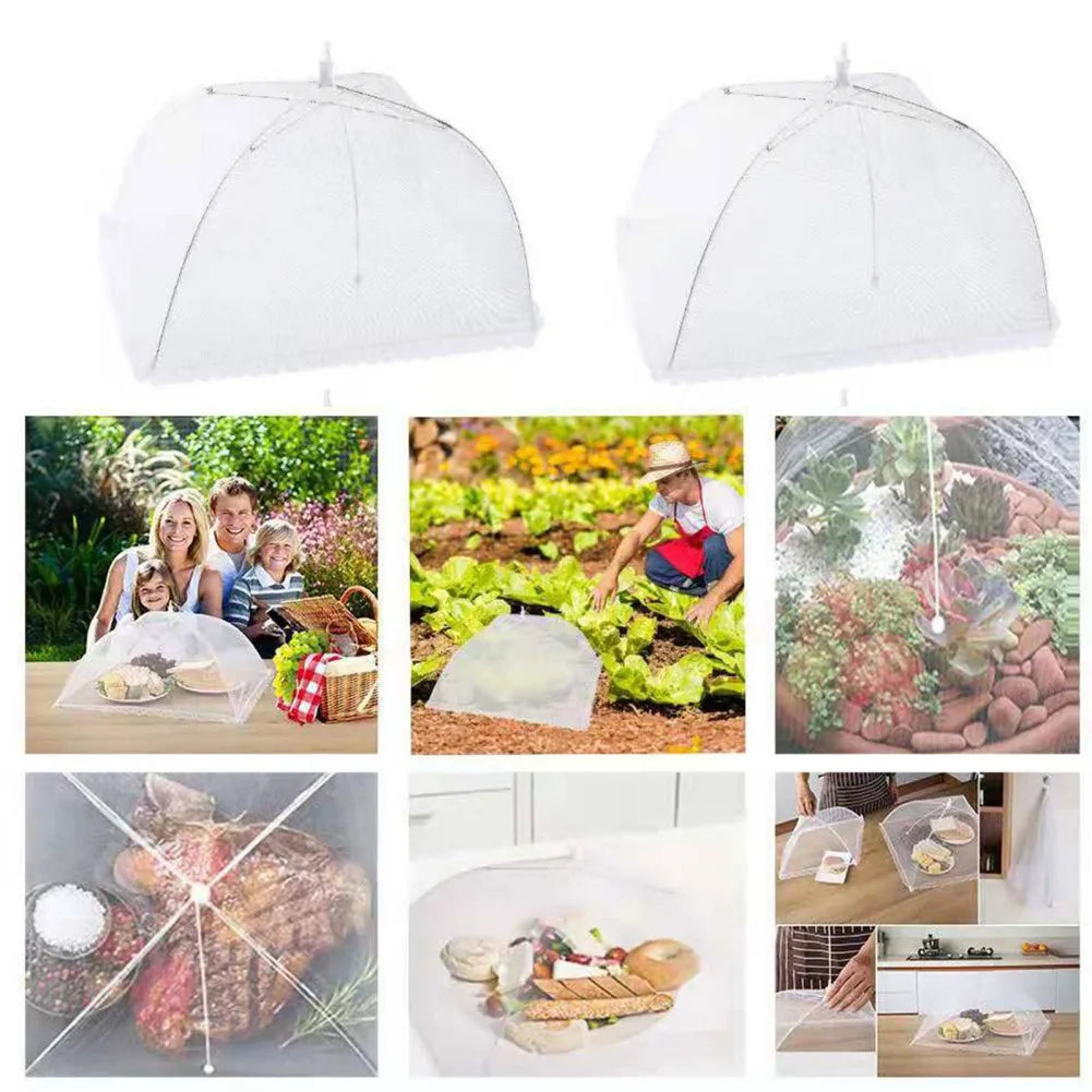 Kitchen Foldable Food Mesh Cover Anti-Fly Umbrella Tent Cover Vegetable Fruit Breathable Insect-Proof Lid Food Protection Gadget