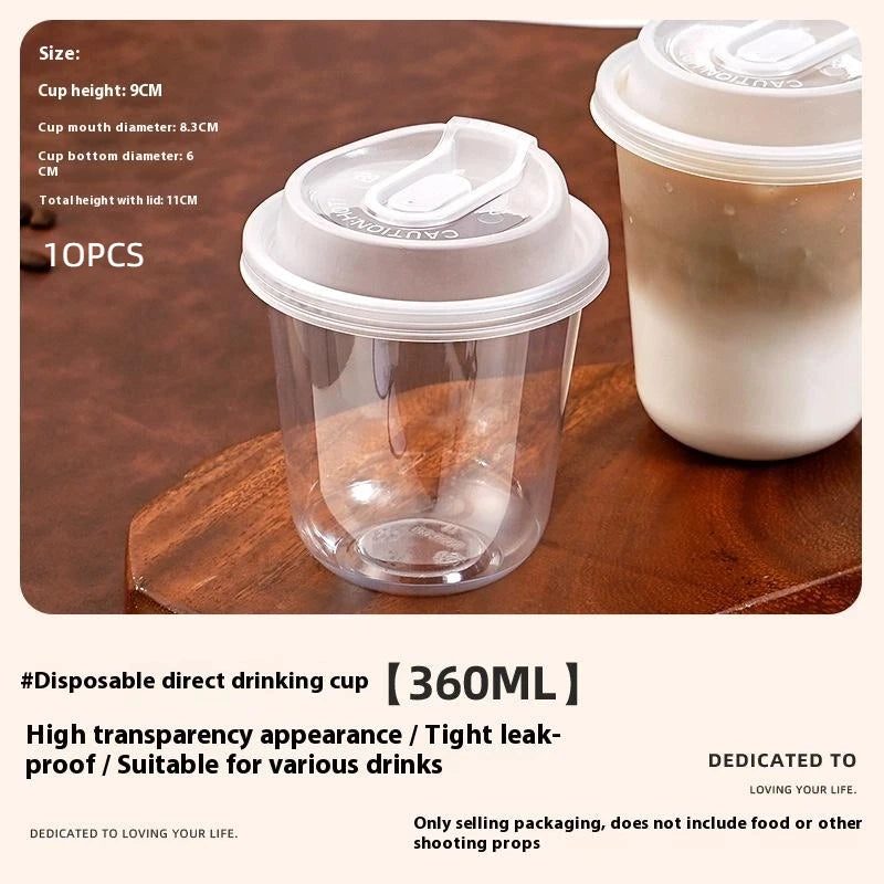 10Pcs Transparent Coffee Cups with Lids U-Shaped Disposable Cups for Hot Drink Milk Tea Takeaway Beverage Cups〔Cc11〕