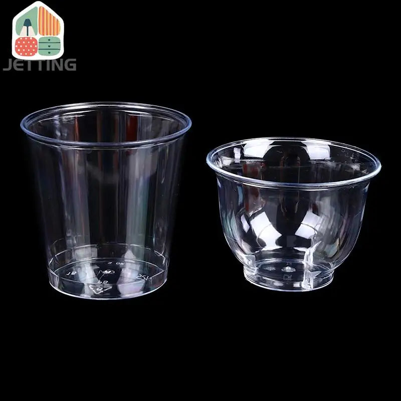 30-50Pcs Clear Plastic Disposable Cups Party Shot Cup Tumblers Wine Tea Coffee Cup Jelly Ice Cream Cups Birthday Ice Cream Cup