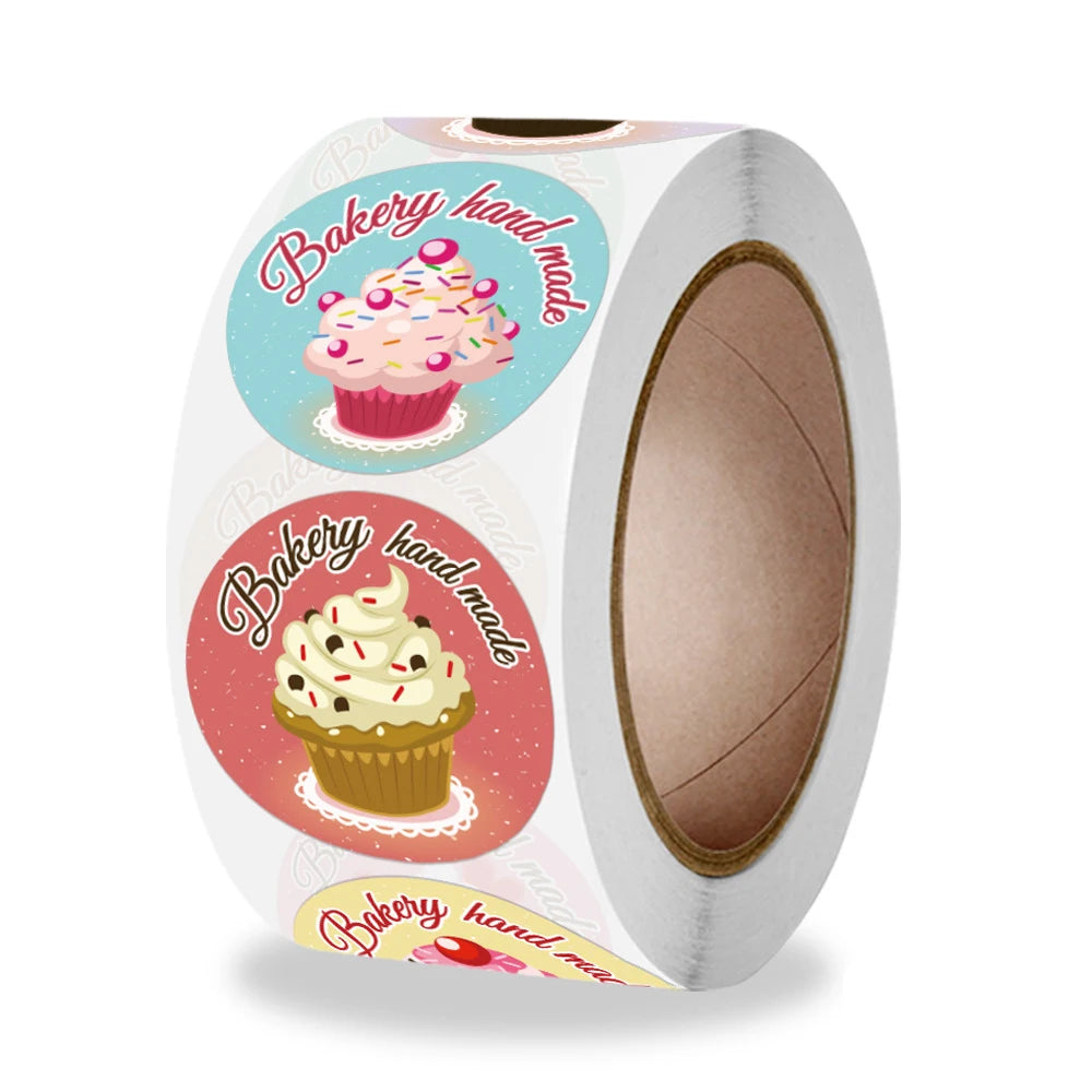 50-500Pcs 1Inch Cute Cake Baking Handmade Stickers Party Gift Wrapping Thank You DIY Decoration Label