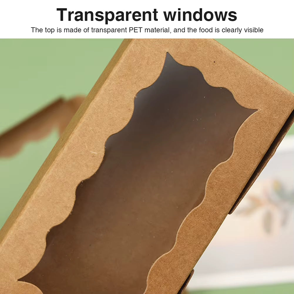 Paquete de 30 cajas de cartón kraft con ventana transparente