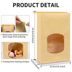 50Pcs Small Bakery Cookie Bags with Window Kraft Paper Brown Tin Tie Coffee Bags for Homemade Bread Cookie Coffee Bean Snack