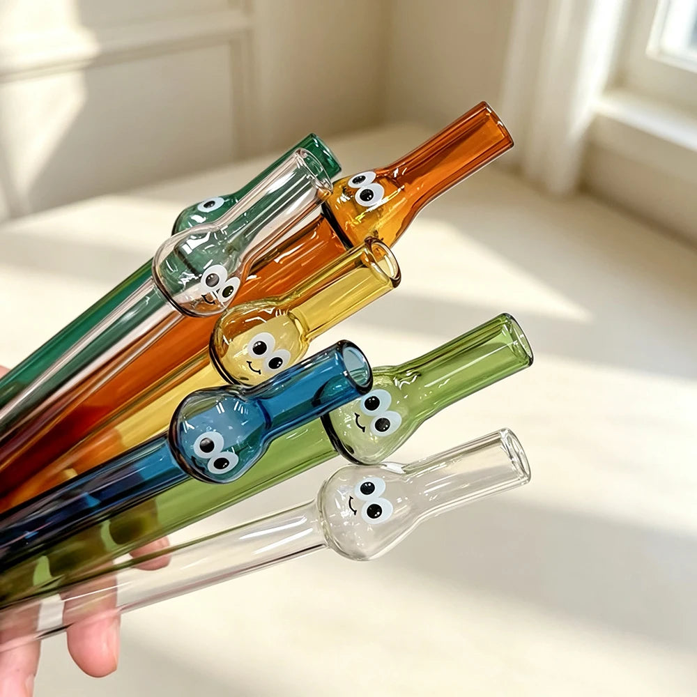 1Ps Reusable High Borosilicate Glass Straw Wide 12Mm Pearl Milkshake Bubble Tea Straw with 1Pc Brush Bar Accessories