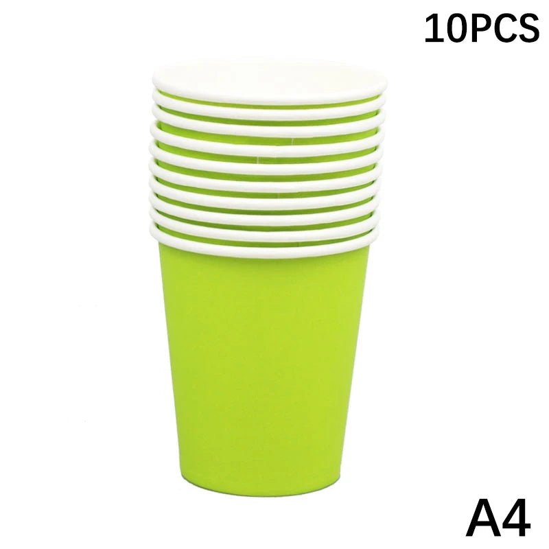 10PCS 9Oz/250Ml Solid Color Thick Paper Cup Disposable Cup Wedding Birthday Party Disposable Tableware Disposable Paper Cup Set