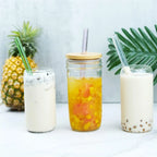 12Pcs Reusable High Borosilicate Glass Straw Wide 12Mm Pearl Milkshake Bubble Tea Straw with Brush Bar Accessories