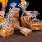 100/200 Pieces of Cellophane Packaging Processing Bag Transparent Flat with Color Tie Wire for Gift Packaging, Bakery, Candy