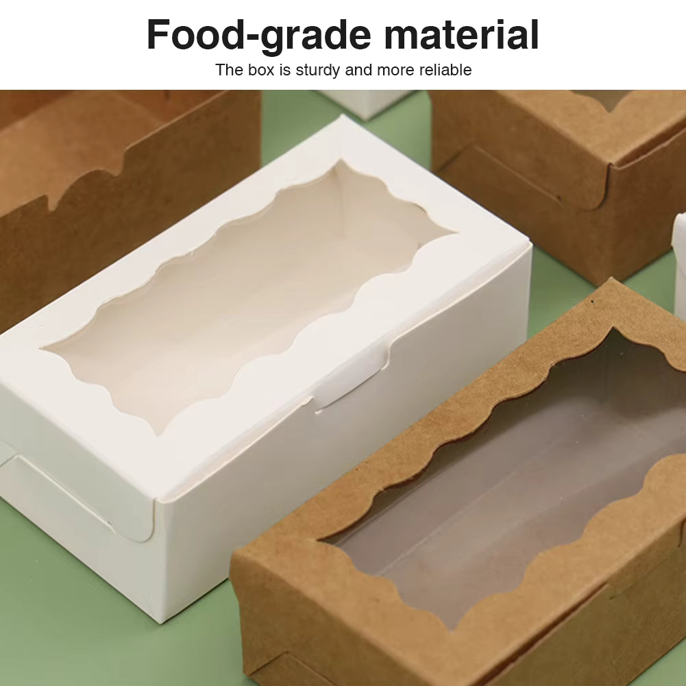 Paquete de 30 cajas de cartón kraft con ventana transparente