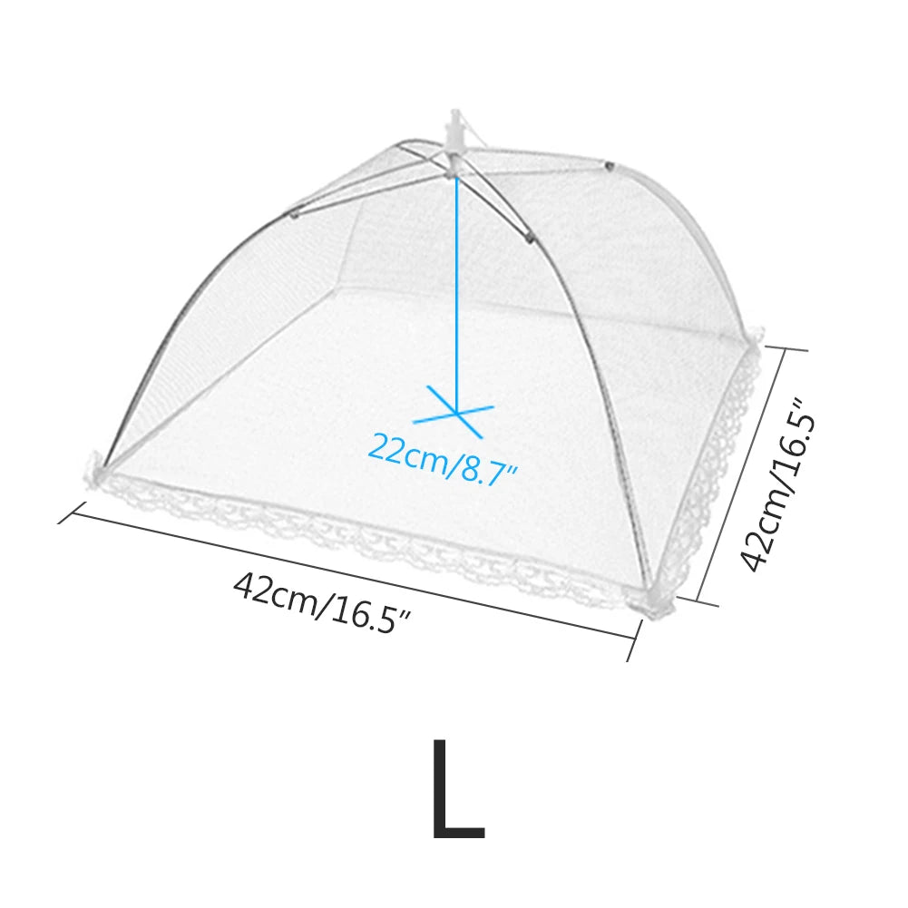 Kitchen Foldable Food Mesh Cover Anti-Fly Umbrella Tent Cover Vegetable Fruit Breathable Insect-Proof Lid Food Protection Gadget