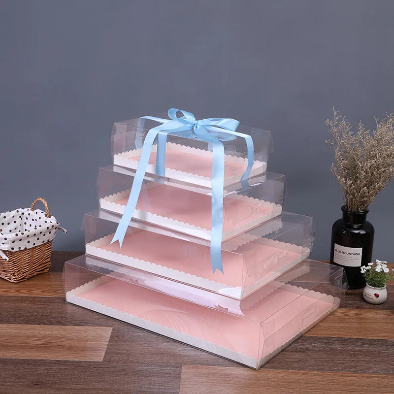 Super Large Transparent Packaging Box Flower Cupcake Flower Gift Boxes Cases Birthday Cake Box Red Single Layer Cake Containers