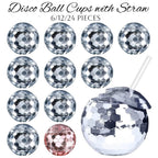 6-24PCS Disco Ball Cups Birthday Party Cups Beverage Cocktail Cup Wedding Bachelorette Party Favors Disco Party Decorations 18Oz