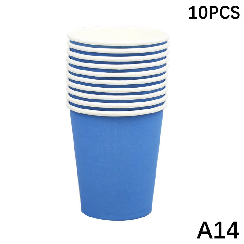 10PCS 9Oz/250Ml Solid Color Thick Paper Cup Disposable Cup Wedding Birthday Party Disposable Tableware Disposable Paper Cup Set