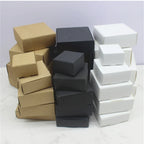 10Pcs Handmade Gift Packaging with Multiple Sizes, White Kraft Paper, Black Box, Christmas Packaging, Packaging Box