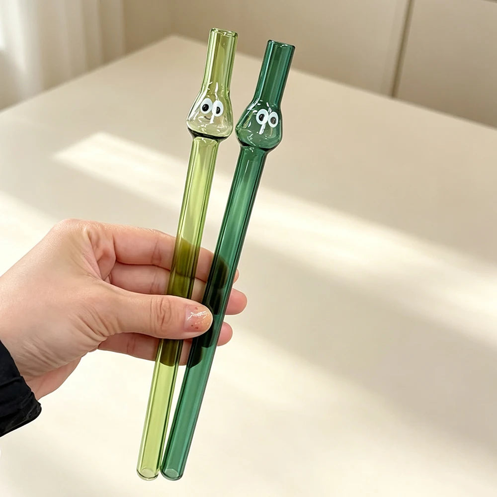 1Ps Reusable High Borosilicate Glass Straw Wide 12Mm Pearl Milkshake Bubble Tea Straw with 1Pc Brush Bar Accessories