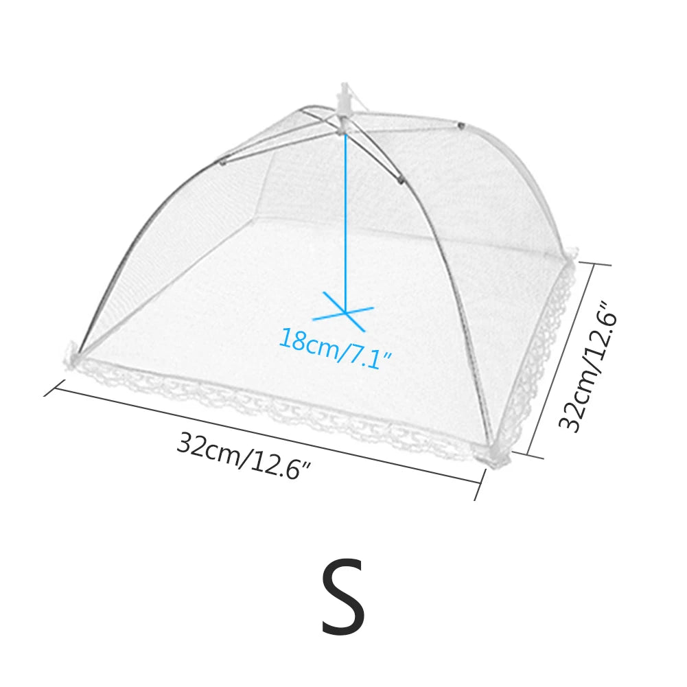 Kitchen Foldable Food Mesh Cover Anti-Fly Umbrella Tent Cover Vegetable Fruit Breathable Insect-Proof Lid Food Protection Gadget