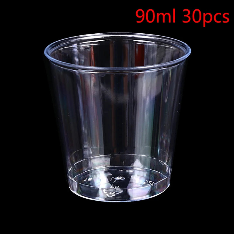 30-50Pcs Clear Plastic Disposable Cups Party Shot Cup Tumblers Wine Tea Coffee Cup Jelly Ice Cream Cups Birthday Ice Cream Cup