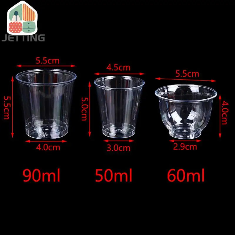 30-50Pcs Clear Plastic Disposable Cups Party Shot Cup Tumblers Wine Tea Coffee Cup Jelly Ice Cream Cups Birthday Ice Cream Cup