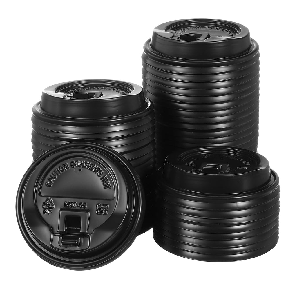 50 Count Disposable Coffee Cups Lids 80Mm Plastic Lids for 8OZ Coffee Cups Suitable for Cold and Hot Drinks Milk Tea White Black