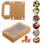 Paquete de 30 cajas de cartón kraft con ventana transparente