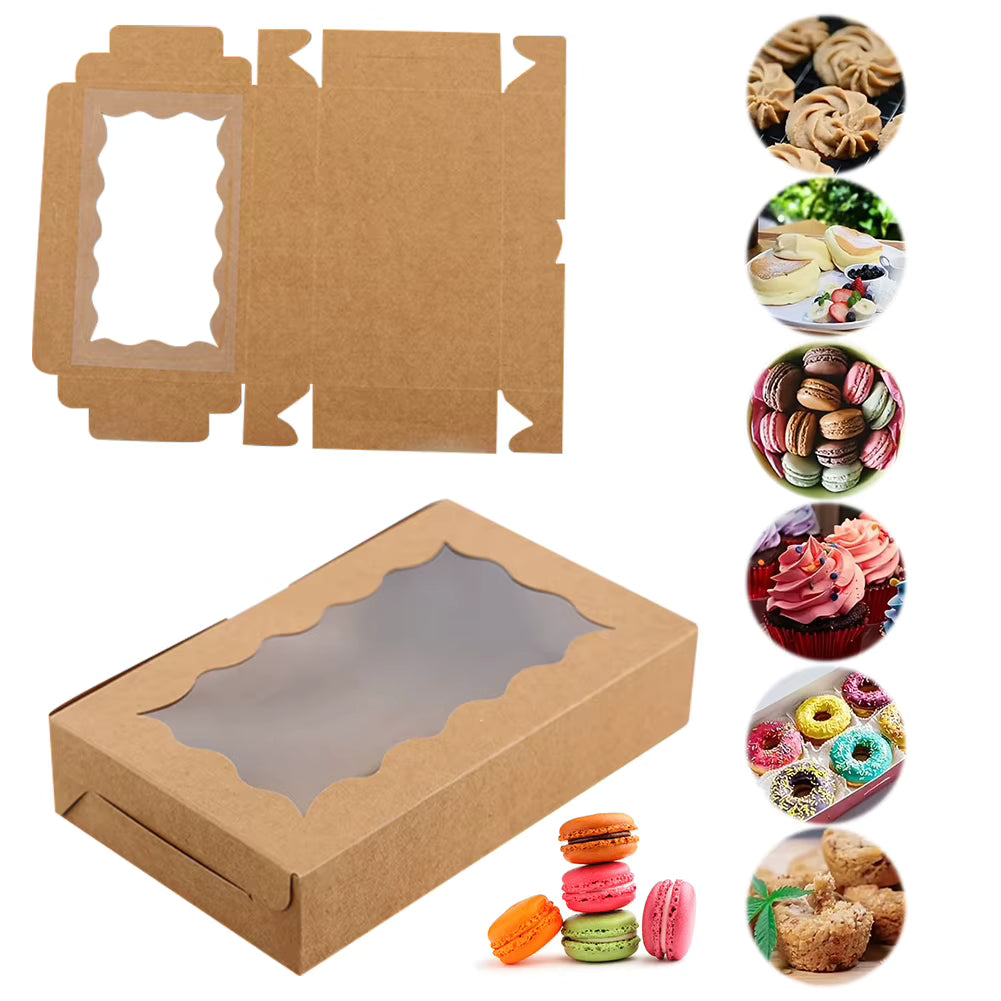 Paquete de 30 cajas de cartón kraft con ventana transparente
