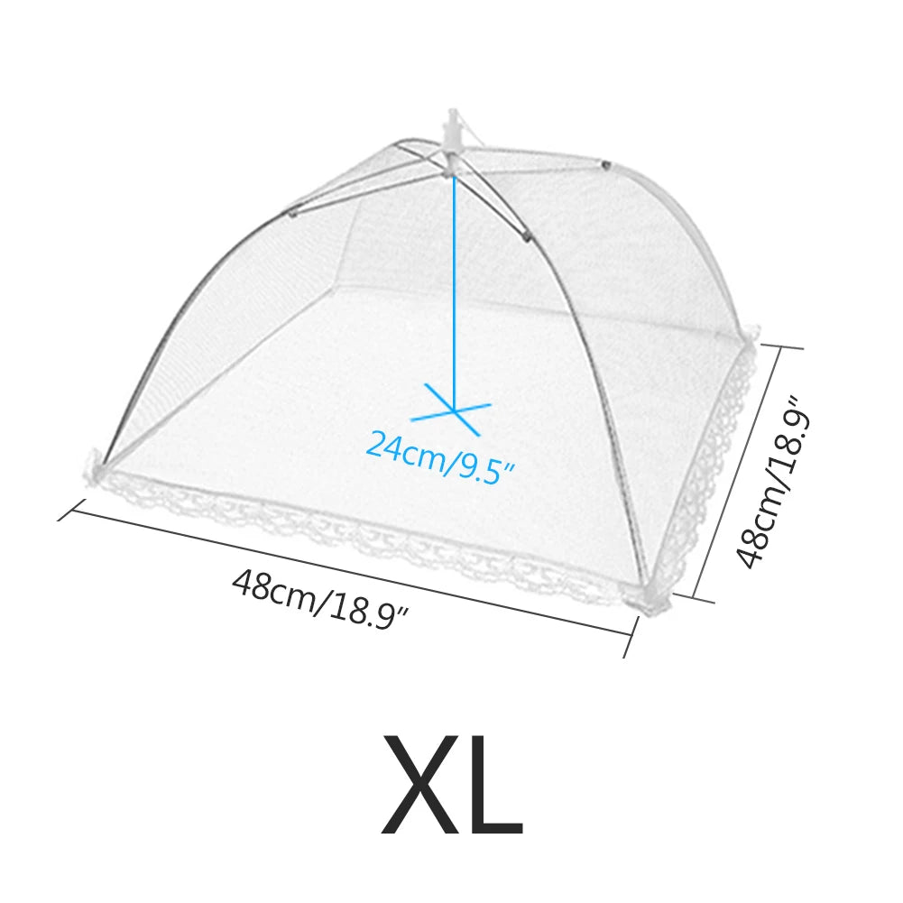 Kitchen Foldable Food Mesh Cover Anti-Fly Umbrella Tent Cover Vegetable Fruit Breathable Insect-Proof Lid Food Protection Gadget