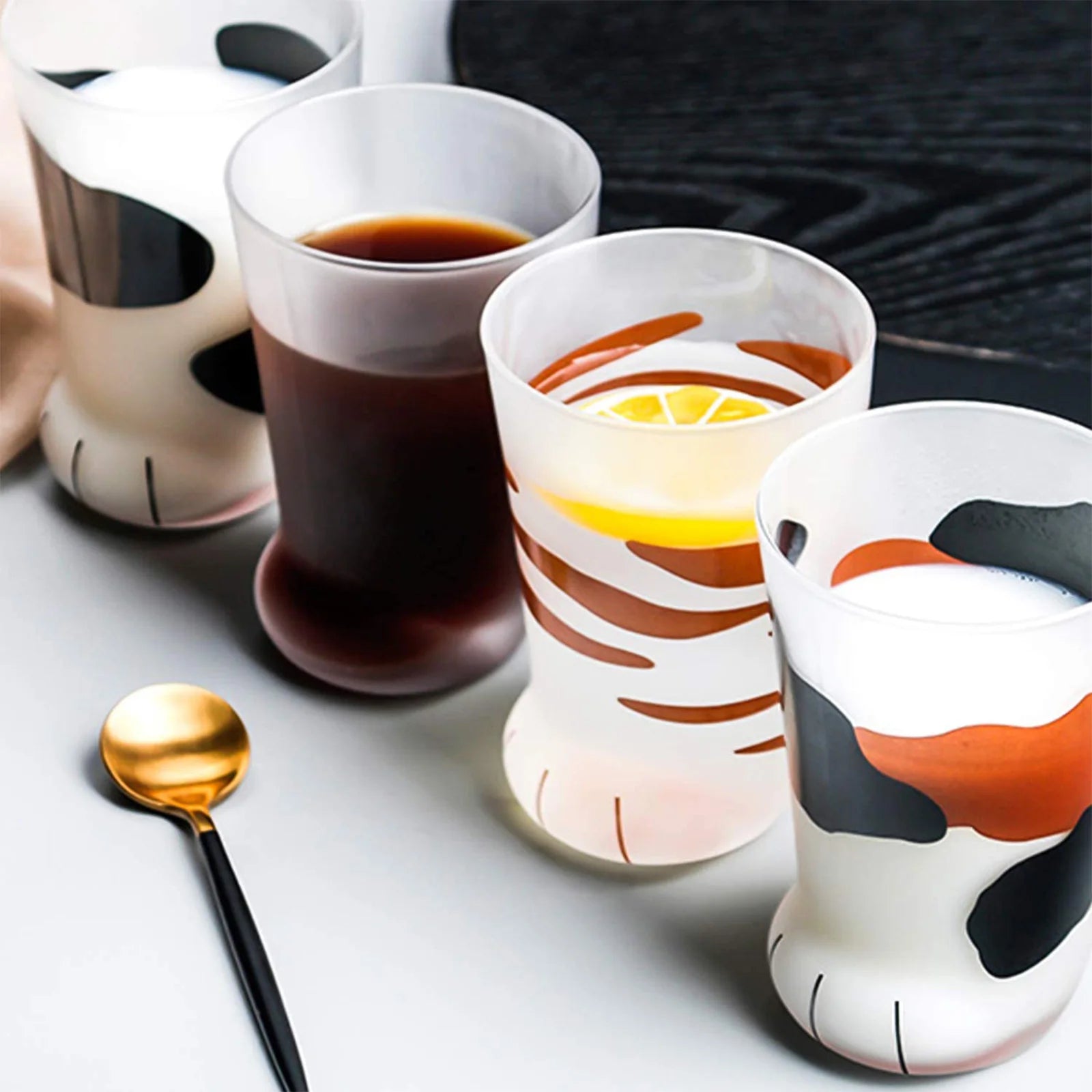 300Ml Cat Feet Paw Shot Glass Novelty Cat Claw Glass Cups Funny Coffee Mugs Household Cups Cat Paw for Milk