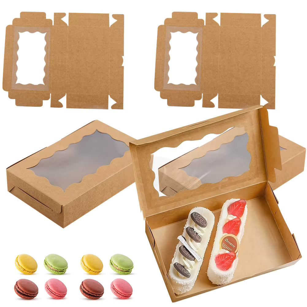 Paquete de 30 cajas de cartón kraft con ventana transparente