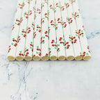 25Pcs Colorful Disposable Paper Straws Pink Cherry Drinking Straws Juice Birthday Wedding Party Decor Supplies Baby Shower