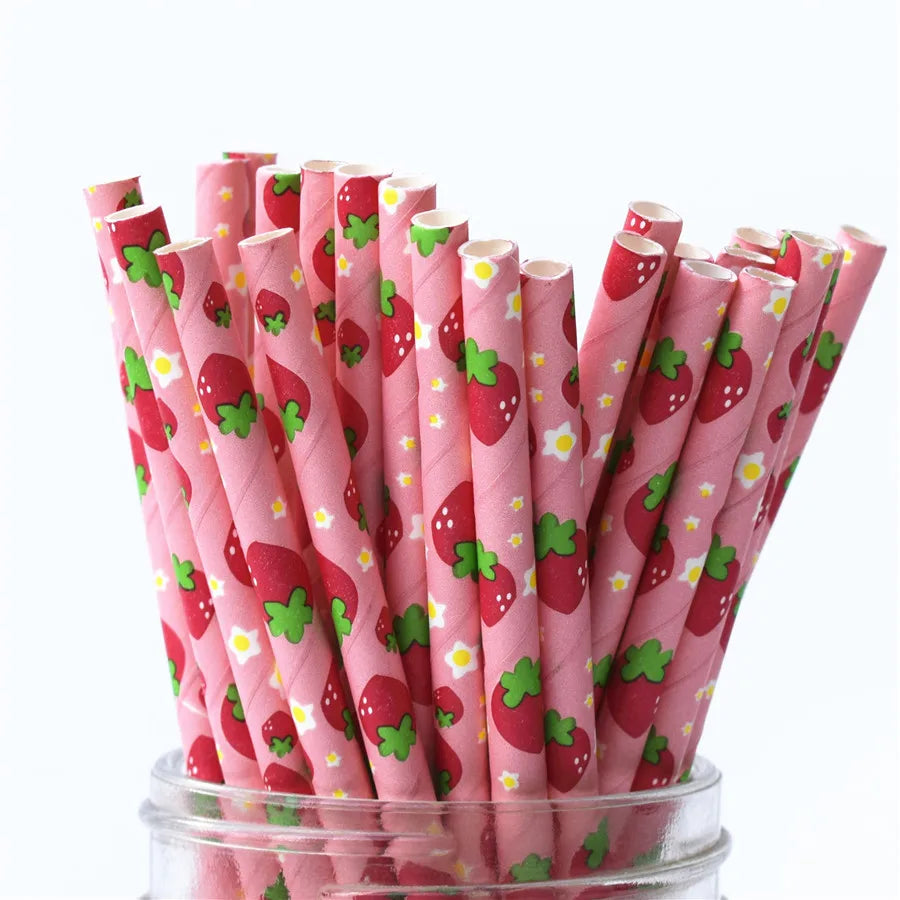 25Pcs Metallic Gold Heart Star Foil Stripe Paper Straws Silver Chevron Wedding Party Decor