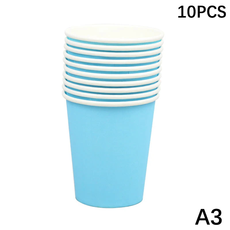 10PCS 9Oz/250Ml Solid Color Thick Paper Cup Disposable Cup Wedding Birthday Party Disposable Tableware Disposable Paper Cup Set
