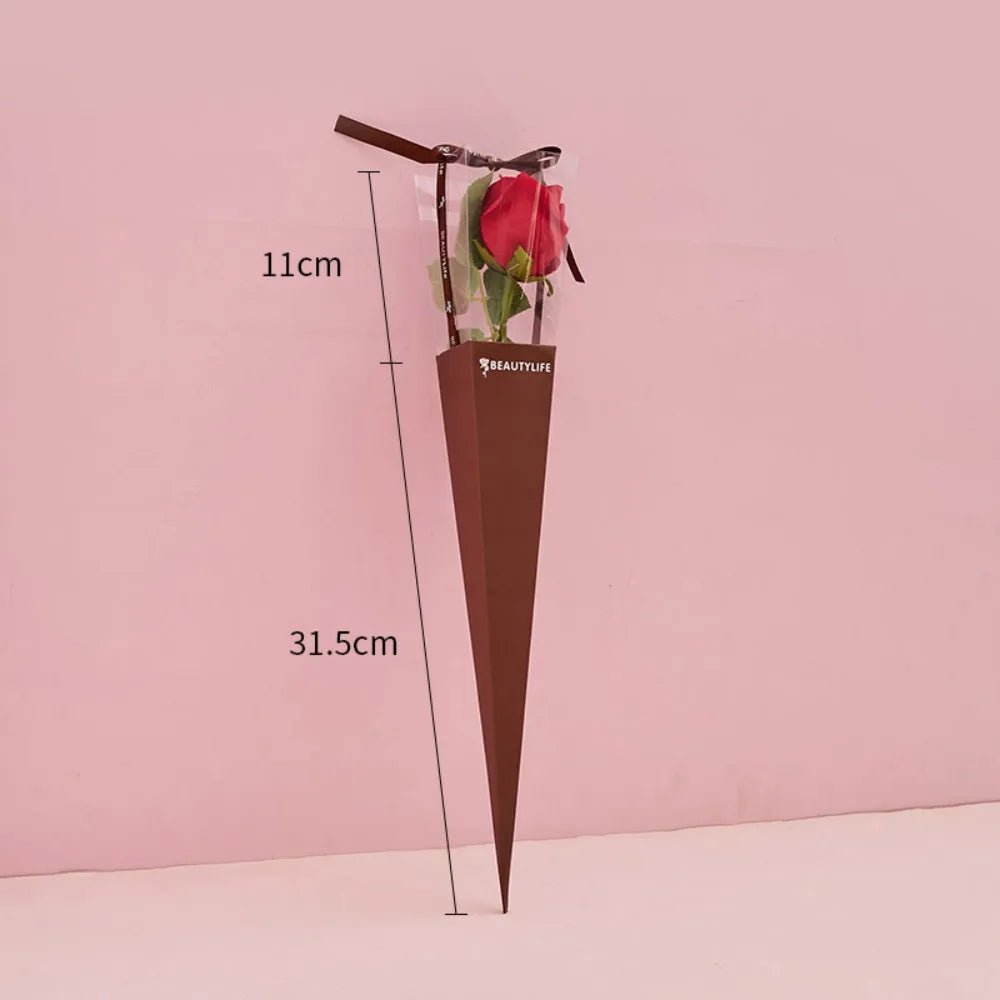10Pcs Clear Window Bouquet Box Single Rose Bouquet Wrapping Paper Valentine'S Day Flower Art Box Gift Box Paper Bags Cases