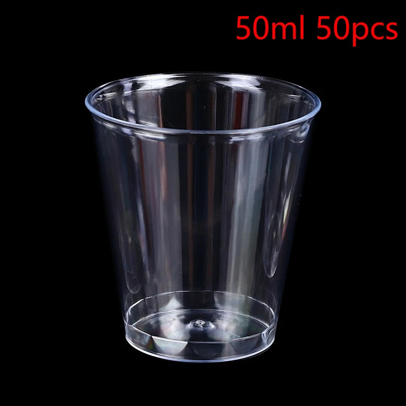 30-50Pcs Clear Plastic Disposable Cups Party Shot Cup Tumblers Wine Tea Coffee Cup Jelly Ice Cream Cups Birthday Ice Cream Cup