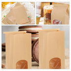 50Pcs Small Bakery Cookie Bags with Window Kraft Paper Brown Tin Tie Coffee Bags for Homemade Bread Cookie Coffee Bean Snack