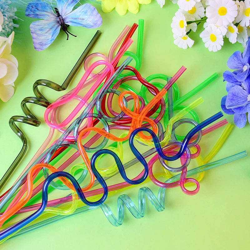 6/8/12/15Pcs a Variety of Fun, Reusable Spiral Straws, Perfect for Birthday Parties, Bars, and Weddings