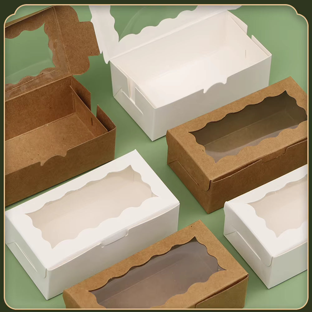 Paquete de 30 cajas de cartón kraft con ventana transparente