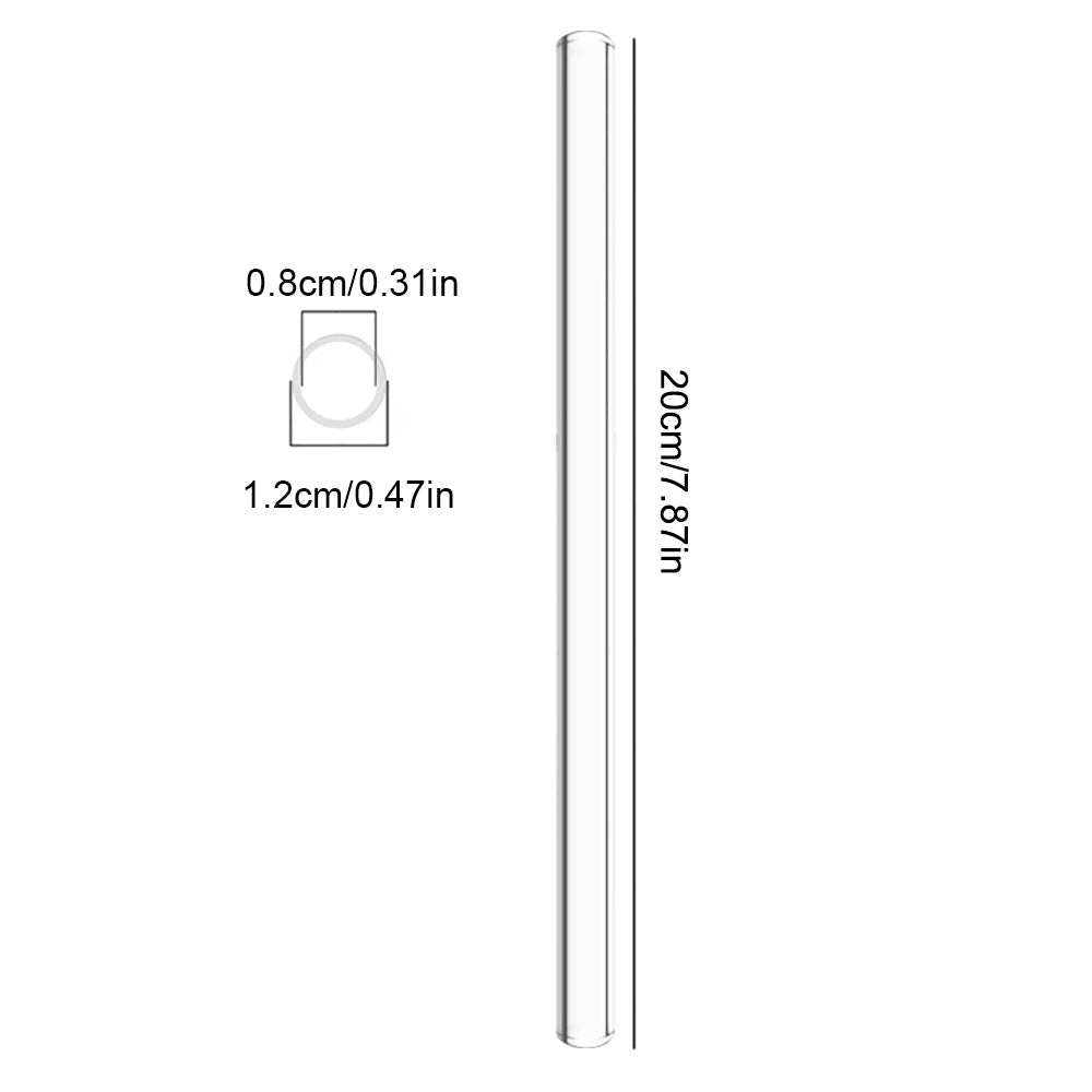 12Pcs Reusable High Borosilicate Glass Straw Wide 12Mm Pearl Milkshake Bubble Tea Straw with Brush Bar Accessories