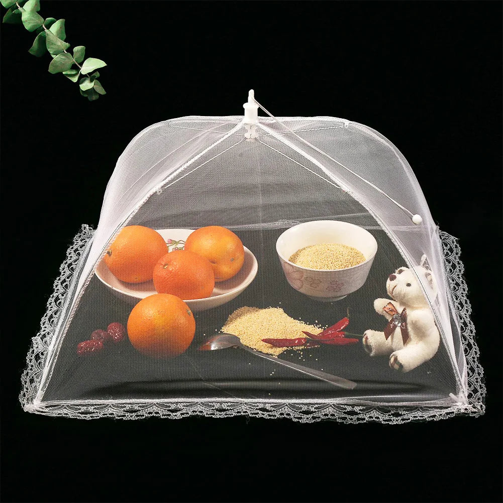 Kitchen Foldable Food Mesh Cover Anti-Fly Umbrella Tent Cover Vegetable Fruit Breathable Insect-Proof Lid Food Protection Gadget
